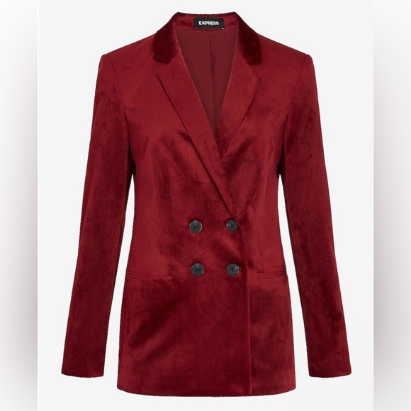 EXPRESS Double Breasted Velvet Blazer - Picture 3 of 8